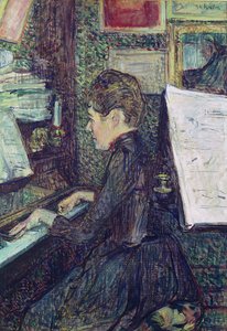 Mademoiselle Dihau (1843-1935) aan de piano door Henri de Toulouse Lautrec